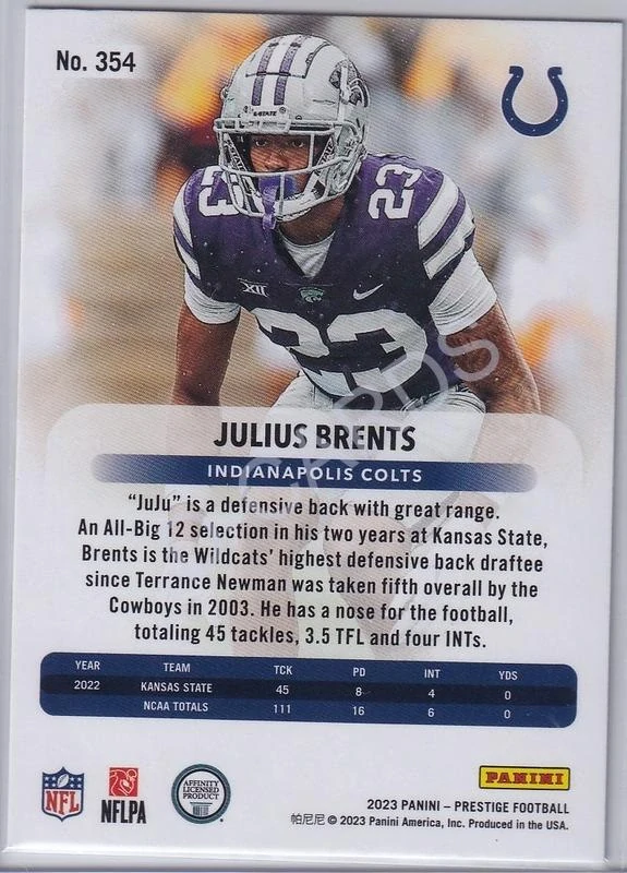 2023 Prestige #354 Julius Brents RC