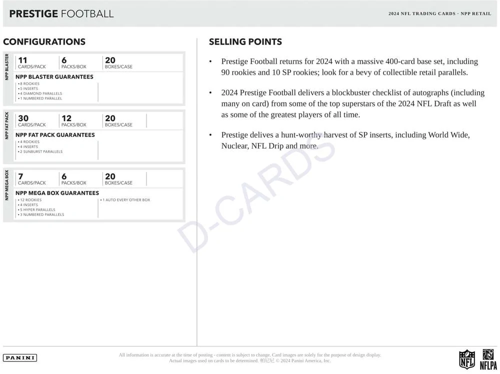 2024 Panini Prestige NFL Football Mega Box