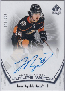2021-22 SP Authentic #132 Jamie Drysdale FW Autograph RC (Limit 518/999)