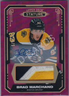 2021-22 Upper Deck Stature Design Variant Material Autographs Red #15 Brad Marchand (Limit 5/6)