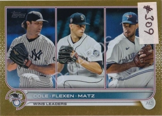 2022 Topps Gold Foil #270 Gerrit Cole/Chris Flexen/Steven Matz LL
