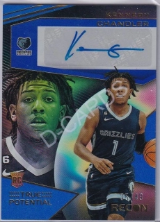 2022-23 Panini Recon True Potential Signatures Blue #28 Kennedy Chandler (Limit 35/49) RC