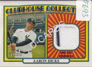 2021 Topps Heritage Clubhouse Collection Relics #CCRAH Aaron Hicks